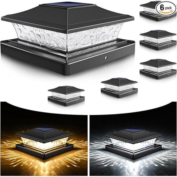 Solar Post Cap Lights Outdoor 4x4/6x6 Wooden/Vinyl Fence Post Lights Solar Deck - Picture 7 of 7